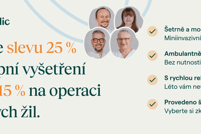 25 % sleva na vstupní vyšetření cév a 15 % sleva na operaci křečových žil